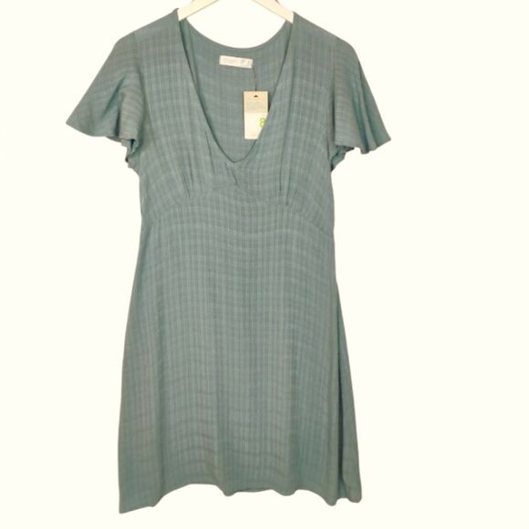 Primark Dress with Flutter Sleeves Blue Green Size 8 NWT - Picture 1 of 16